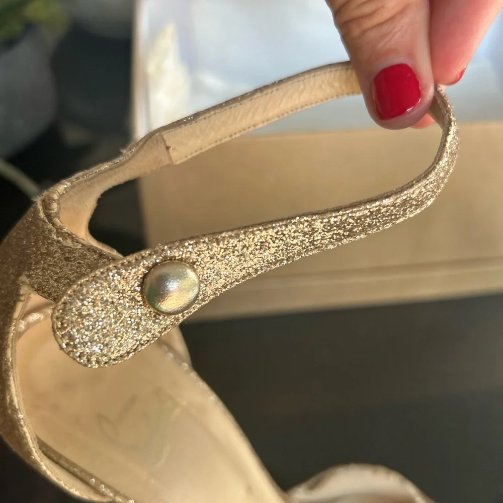 Christian Louboutin Paris Gold Glitter Strap Heels. 5” heals size 39 (9 US) - Picture 5 of 16